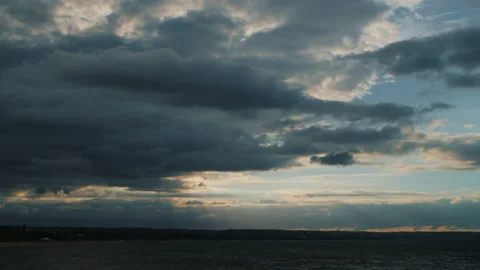 Dramatic time lapse sunset over clouds. Evening,Big beautiful blue sky sunset Stock Footage 209618094