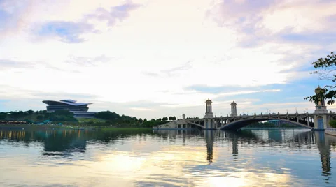 Dramatic time lapse sunset at Putrajaya, Malaysia Stock Footage 32493286
