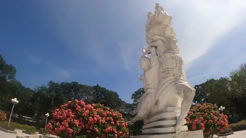 Dramatic time warp statue of children in park Stock Footage 164168863