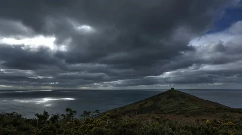 Dramatic Timelapse 4K HDR Cornwall Time Lapse Rame Head Chapel Cornish Coastline Stock Footage 60024167