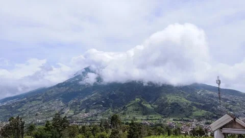 Dramatic Timelapse of Active Mount Merapi Volcano Landscape and Cloudscape Stock Footage 317655310