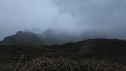 Dramatic timelapse of Stoksness landscape in cloudy rainy day outdoors on I.. Stock-Footage 238048506