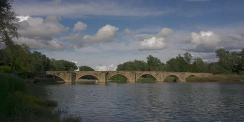 Dramatic timelapse view of the Buriano Bridge in Tuscany, Italy Stock Footage 241183057