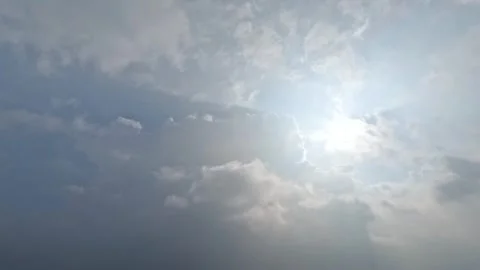 Dramatic timelapse view of sunlight hitting clouds in a blue sky Stock Footage 320984680