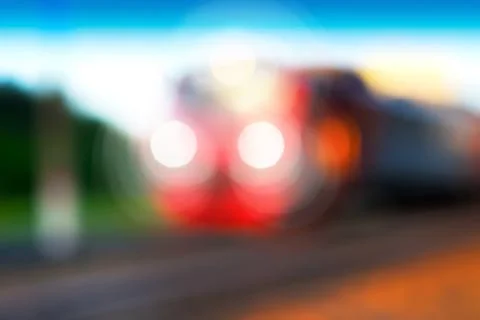 Dramatic transport train bokeh background Foto stock