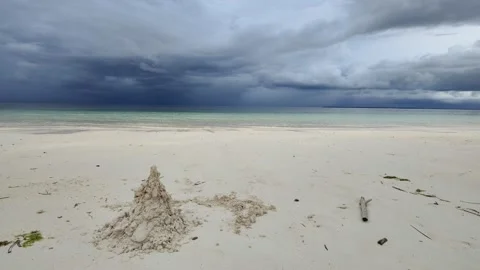 Dramatic Tropical Storm Approaching a Beach in Zanzibar with Audio Stock Footage 239993249