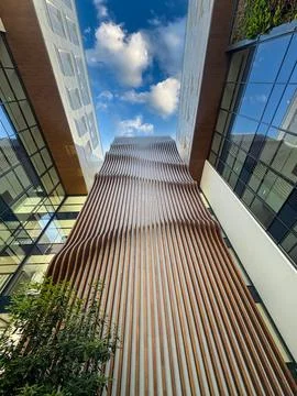 A dramatic upward view of a contemporary building Stock Photos