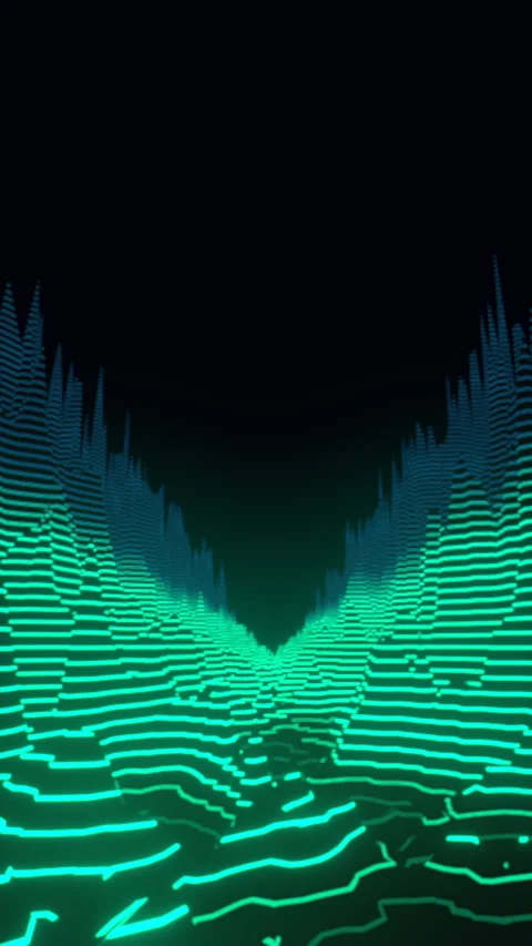 Dramatic Upward View of Glowing Cybernetic Ridges, Vertical Video 9:16 4K Stock-Footage 336745881
