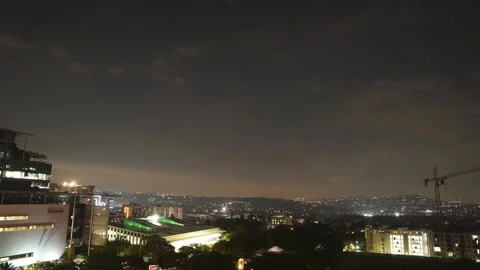 A Dramatic Urban 4K Timelapse of a the movement of clouds at sunset, Suburban Stock Footage 242941377