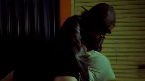 Dramatic Urban Embrace in Low Light Stock Footage 294188487