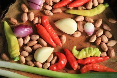 Dramatic vegetable ingredients and set utensils Stock Photos