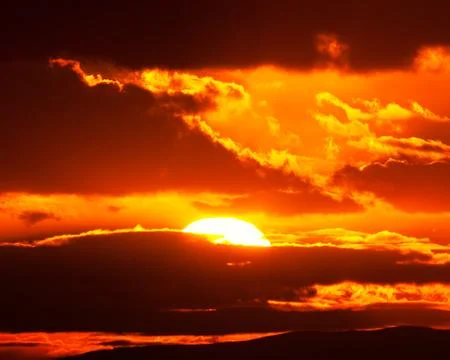 Dramatic vibrant sunset in hawaii Foto stock