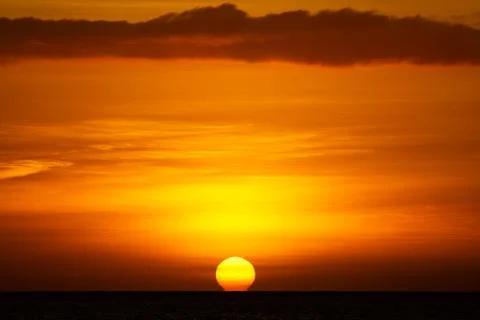 Dramatic vibrant sunset in hawaii Stock Photos
