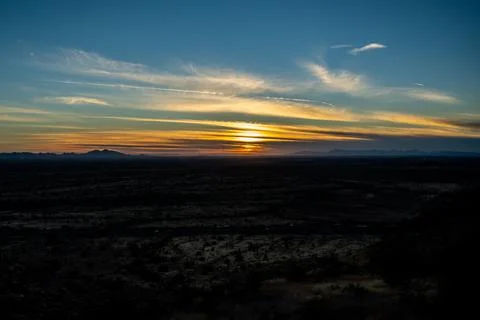 Dramatic vibrant sunset scenery in Apache Junction, Arizona Stock Photos