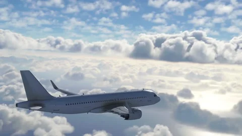 Dramatic view of an airplane in the sky above clouds and ocean Stock Footage 160756869