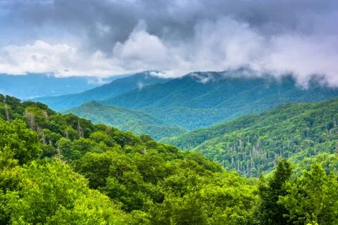 Dramatic view of the appalachian mountains from newfound gap road, at great s Stock Photos
