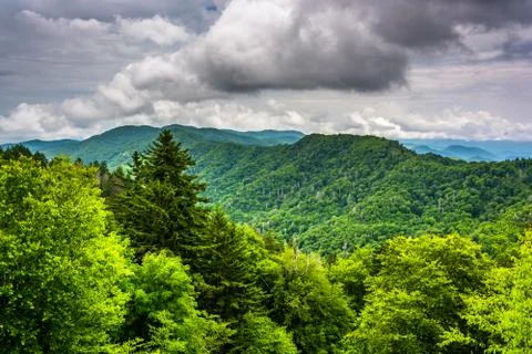 Dramatic view of the appalachian mountains from newfound gap road, at great s Foto stock