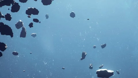 Dramatic View of Asteroids Floating in the Vastness of Space on a Clear Day Stock Footage 344950676