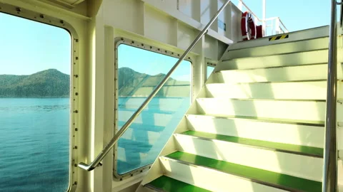 Dramatic view of beautiful sea looking out on the ferry boat Stock Footage 323971554