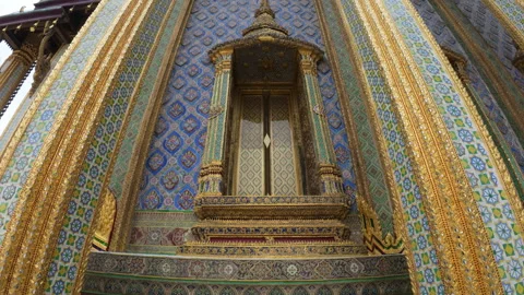 A dramatic view from below of the Grand Palace in Bangkok Stock Footage 307680473