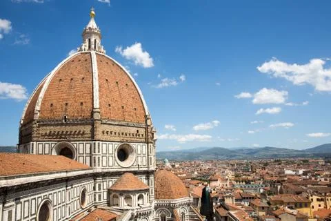 Dramatic View of the Cathedral of Santa Maria del Fiore in Florence, Italy Stock Photos