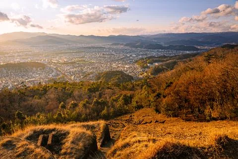 Dramatic View of Cityscape at Sunset in Evening in Kyoto in Japan Stock Photos