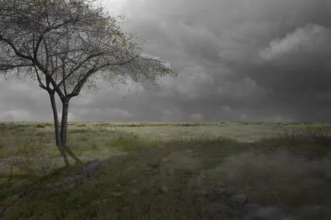 Dramatic view of the dark cloud Stock Photos