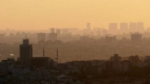 Dramatic view of evening Istanbul, city seen as layers disappearing in distance Stock-Footage 166649271
