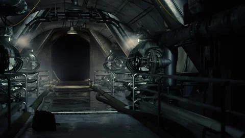 Dramatic view of futuristic dark interior Stock-Footage 196276269