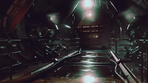 Dramatic view of futuristic dark interior Stock-Footage 214218168