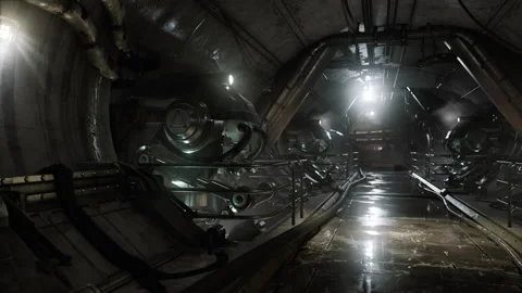 Dramatic view of futuristic dark interior Stock-Footage 234164539