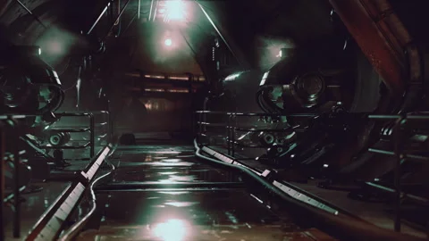 Dramatic view of futuristic dark interior Stock-Footage 241715556