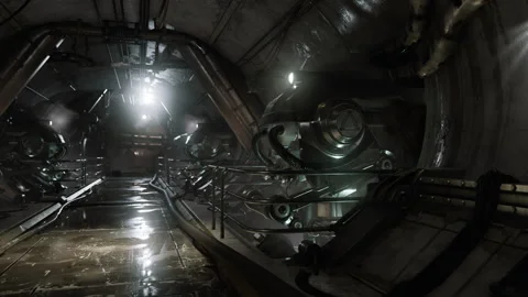 Dramatic view of futuristic dark interior Stock-Footage 243167032