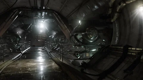 Dramatic view of futuristic dark interior Stock-Footage 249816809