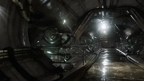 Dramatic view of futuristic dark interior Stock-Footage 251563734