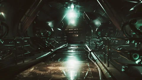 Dramatic view of futuristic dark interior Stock-Footage 252885457