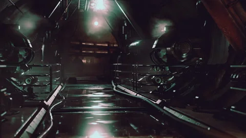 Dramatic view of futuristic dark interior Stock-Footage 255285309