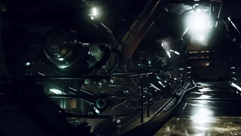 Dramatic view of futuristic dark interior Stock-Footage 257437292