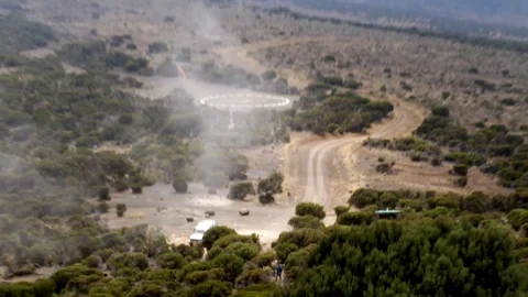 Dramatic View of Helicopter Landing Spot Tanzanian High Lands Stock Footage 81544081