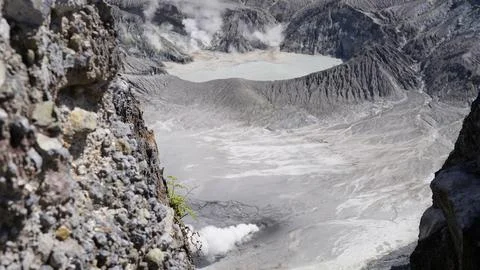 Dramatic View of Kawah Putih Crater Lake Indonesia Stock Photos