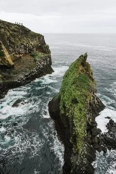 Dramatic View Of Londrangar Cliffs In Iceland Stock Photos