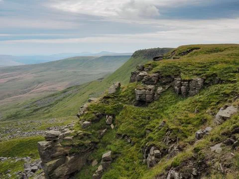 Dramatic view from The Nab to cairns at High White Scar, Eden Valley, Cumbria Stock Photos