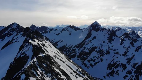 Dramatic view over Andes mountains range in Tierra Del Fuego near Ushuaia. Stock Footage 125358785