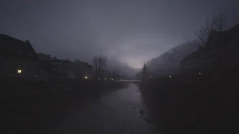 Dramatic view of the river at night. Stock Footage 264591622