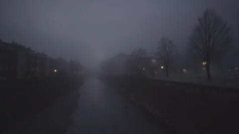 Dramatic view of  river at night Stock Footage 264592160