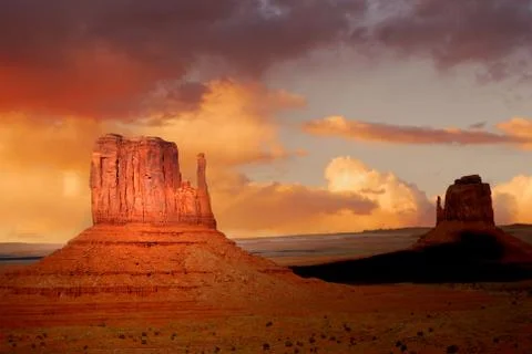 Dramatic view of rock formations in the navajo park of monument valley utah Stock Photos