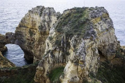 Dramatic view of a rugged Atlantic ocean coastline in Portugal Stock Photos