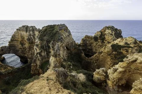 Dramatic view of a rugged Atlantic ocean coastline in Portugal Stock Photos