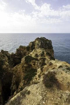 Dramatic view of a rugged Atlantic ocean coastline in Portugal Stock Photos