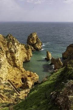 Dramatic view of a rugged Atlantic ocean coastline in Portugal Stock Photos